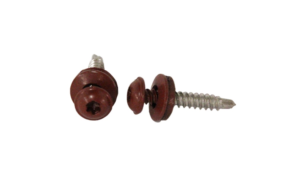 Vattbrädesskruv kolstål 4,2x25 mm, Mörkröd 50 st