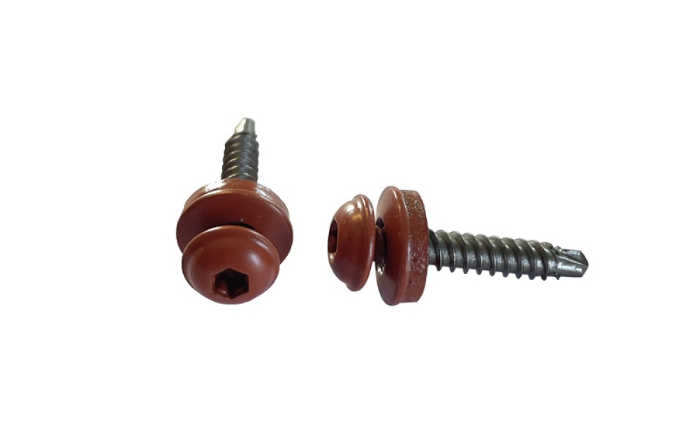 Vattbrädesskruv kolstål 4,2x25 mm, Tegelröd 50 st