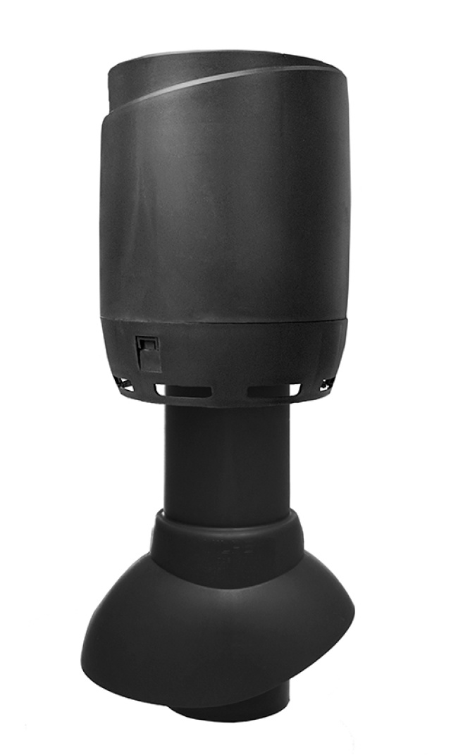 Avloppsluftare med hatt, Vilpe Flow P Ø 110 Svart