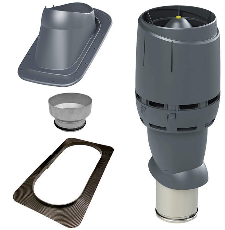 Vilpe Komplett paket: Frånluftshuv 160-125 Slät plåt/Bandtäckning, Grå i gruppen Produkter / Ventilation / Vilpe produkter hos Norosteel AB (109000)