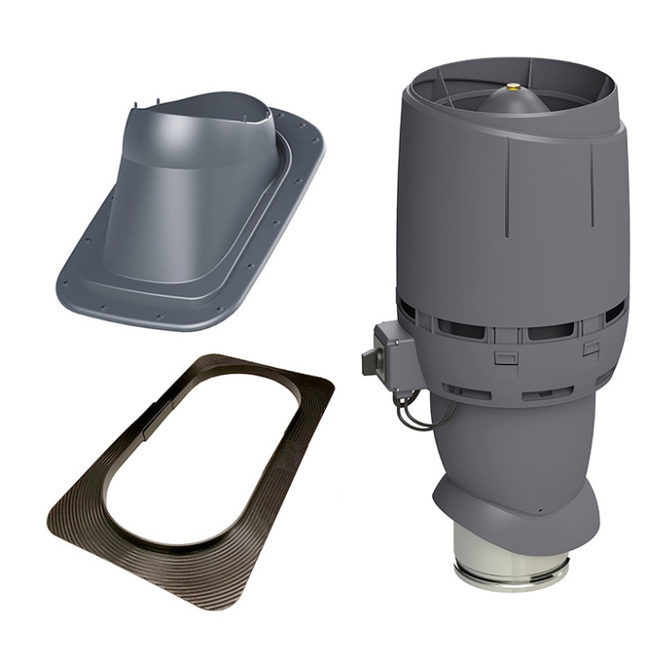 Vilpe Komplett paket: Takfläkt ECo160P Flow Slät plåt/Bandtäckning, Grå i gruppen Produkter / Ventilation / Vilpe produkter hos Norosteel AB (109005)