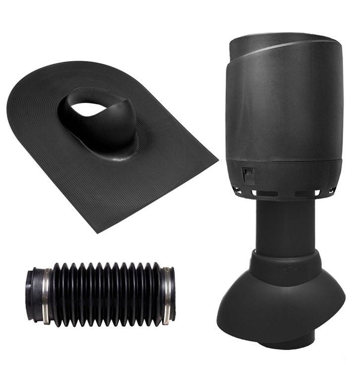 Vilpe Komplett paket: Avloppsluftare 110P Flow Papptak, Svart i gruppen Produkter / Ventilation / Vilpe produkter hos Norosteel AB (109006)