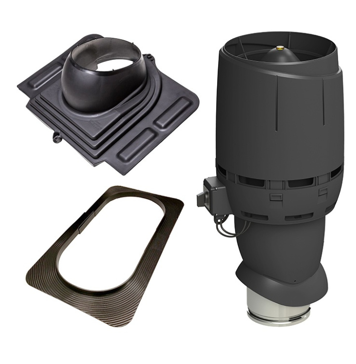 Vilpe Komplett paket: Takfläkt ECo160P Flow Profilerad plåt, Svart i gruppen Produkter / Ventilation / Vilpe produkter hos Norosteel AB (109009)