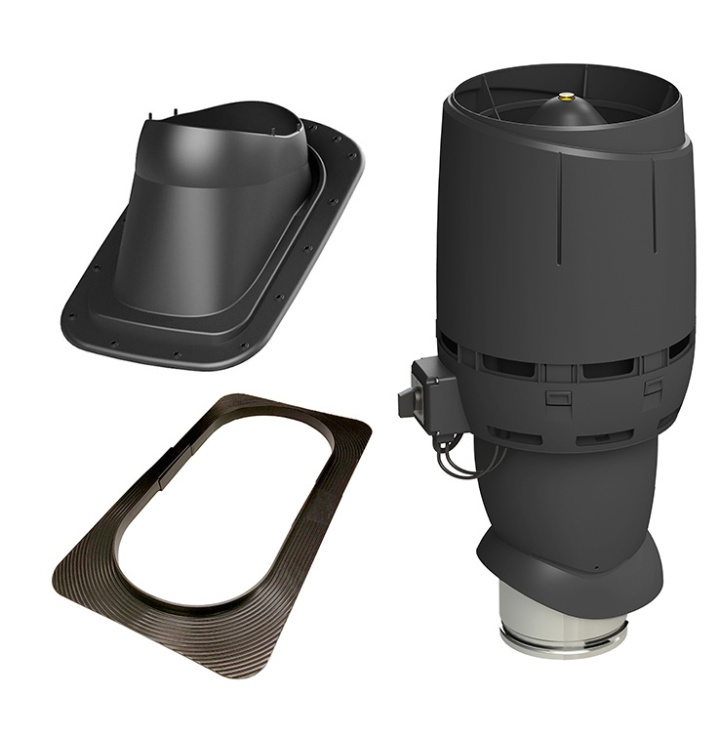 Vilpe Komplett paket: Takfläkt ECo160P Flow Slät plåt/Bandtäckning, Svart i gruppen Produkter / Ventilation / Vilpe produkter hos Norosteel AB (109010)