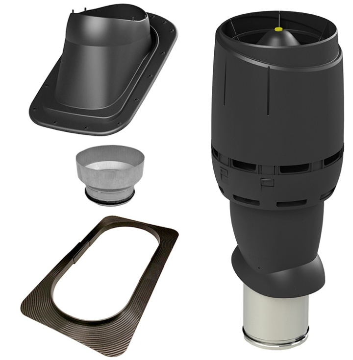 Vilpe Komplett paket: Frånluftshuv 160-125 Slät plåt/Bandtäckning, Svart i gruppen Produkter / Ventilation / Vilpe produkter hos Norosteel AB (109016)