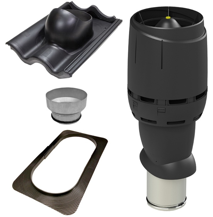 Vilpe Komplett paket: Frånluftshuv 160-125 2-kup Betong, Svart i gruppen Produkter / Ventilation / Vilpe produkter hos Norosteel AB (109017)