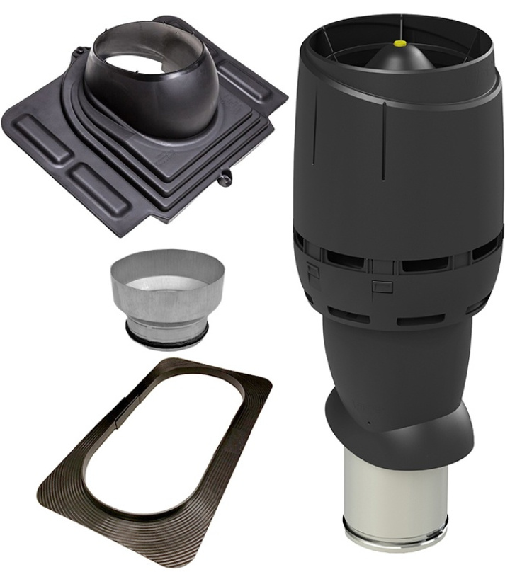 Vilpe Komplett paket: Frånluftshuv 160-125 Profilerad plåt, Svart i gruppen Produkter / Ventilation / Vilpe produkter hos Norosteel AB (109019)