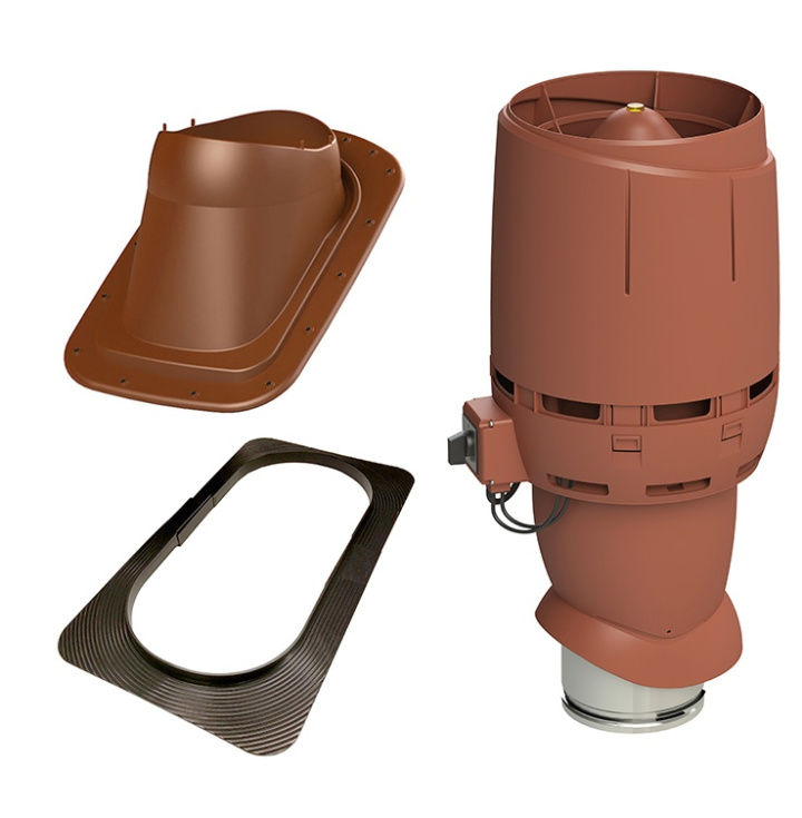 Vilpe Komplett paket: Takfläkt ECo160P Flow Slät plåt/Bandtäckning, Tegelröd i gruppen Produkter / Ventilation / Vilpe produkter hos Norosteel AB (109021)