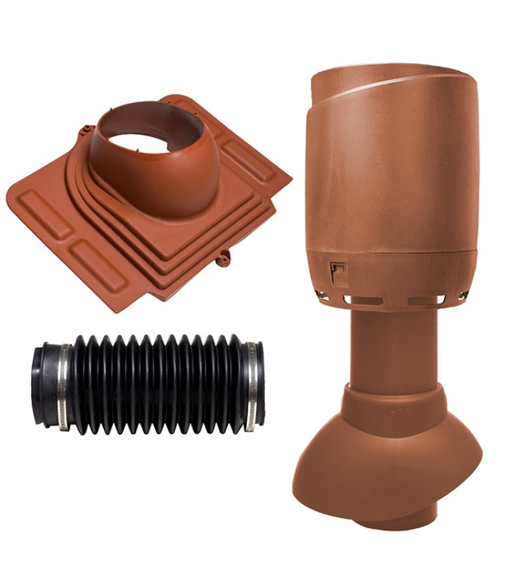 Vilpe Komplett paket: Avloppsluftare 110P Flow Profilerad plåt, Tegelröd i gruppen Produkter / Ventilation / Vilpe produkter hos Norosteel AB (109023)