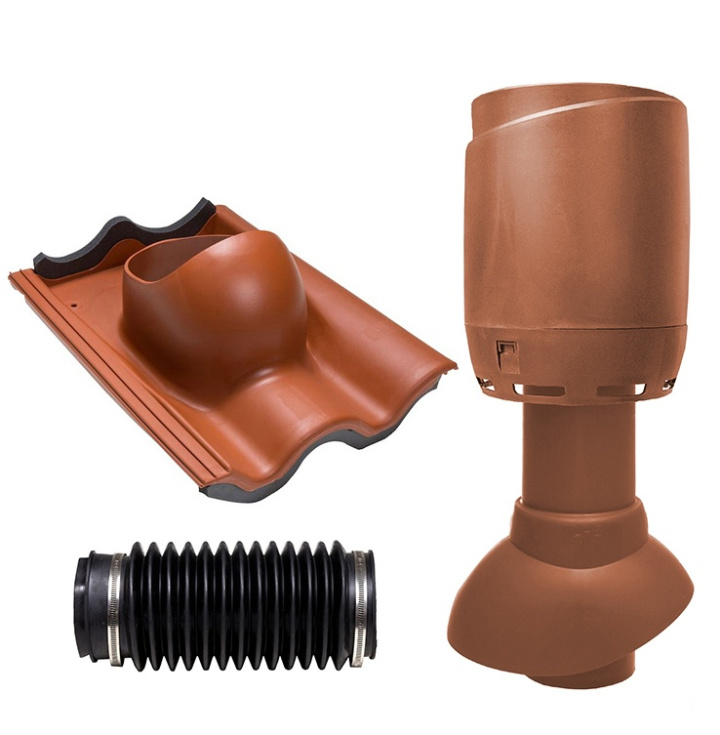 Vilpe Komplett paket: Avloppsluftare 110P Flow 2-kup Betong, Tegelröd i gruppen Produkter / Ventilation / Vilpe produkter hos Norosteel AB (109025)