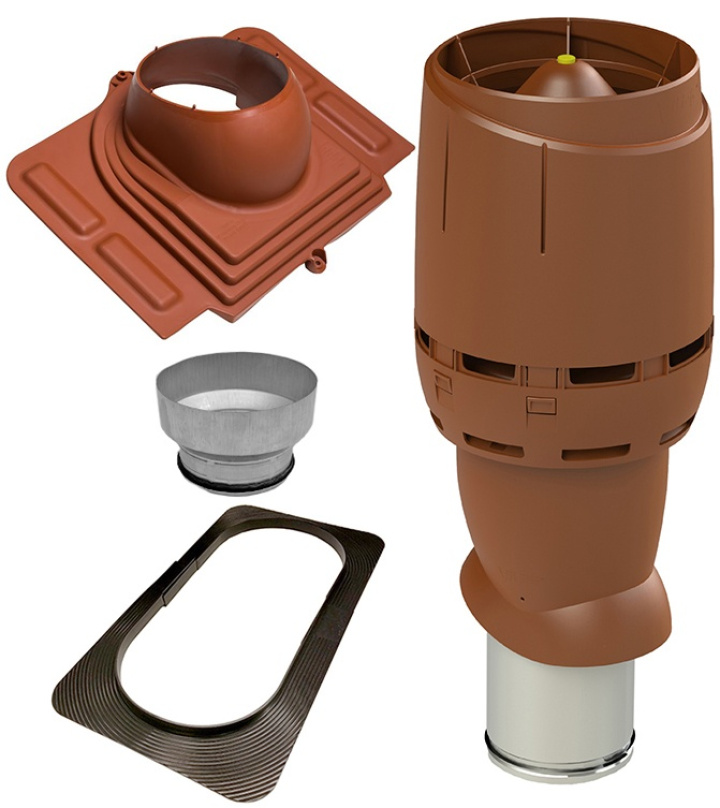 Vilpe Komplett paket: Frånluftshuv 160-125 Profilerad plåt, Tegelröd i gruppen Produkter / Ventilation / Vilpe produkter hos Norosteel AB (109026)