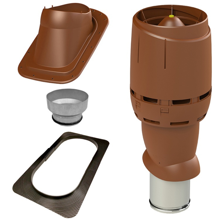 Vilpe Komplett paket: Frånluftshuv 160-125 Slät plåt/Bandtäckning, Tegelröd i gruppen Produkter / Ventilation / Vilpe produkter hos Norosteel AB (109027)