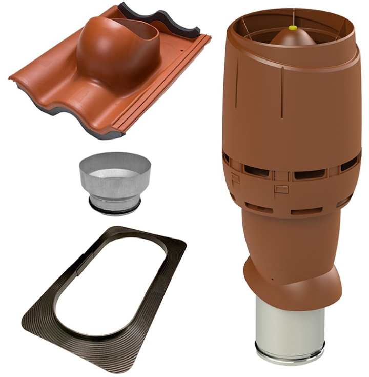 Vilpe Komplett paket: Frånluftshuv 160-125 2-kup Betong, Tegelröd i gruppen Produkter / Ventilation / Vilpe produkter hos Norosteel AB (109028)