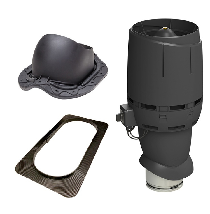 Vilpe Komplett paket: Takfläkt ECo160P Flow Plåtpanna, Svart i gruppen Produkter / Ventilation / Vilpe produkter hos Norosteel AB (109059)