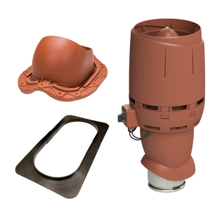 Vilpe Komplett paket: Takfläkt ECo160P Flow Plåtpanna, Tegelröd i gruppen Produkter / Ventilation / Vilpe produkter hos Norosteel AB (109060)