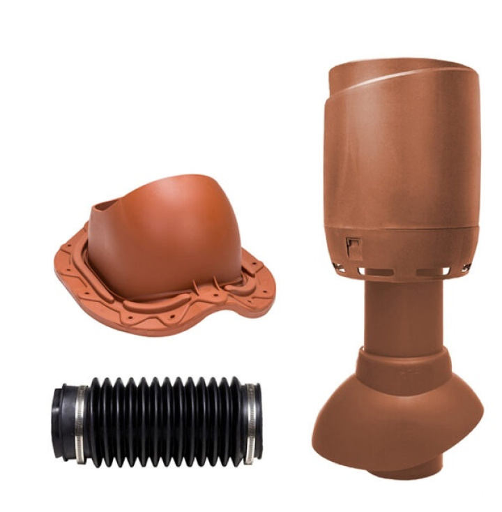 Vilpe Komplett paket: Avloppsluftare 110P Flow Plåtpanna, Tegelröd i gruppen Produkter / Ventilation / Vilpe produkter hos Norosteel AB (109062)