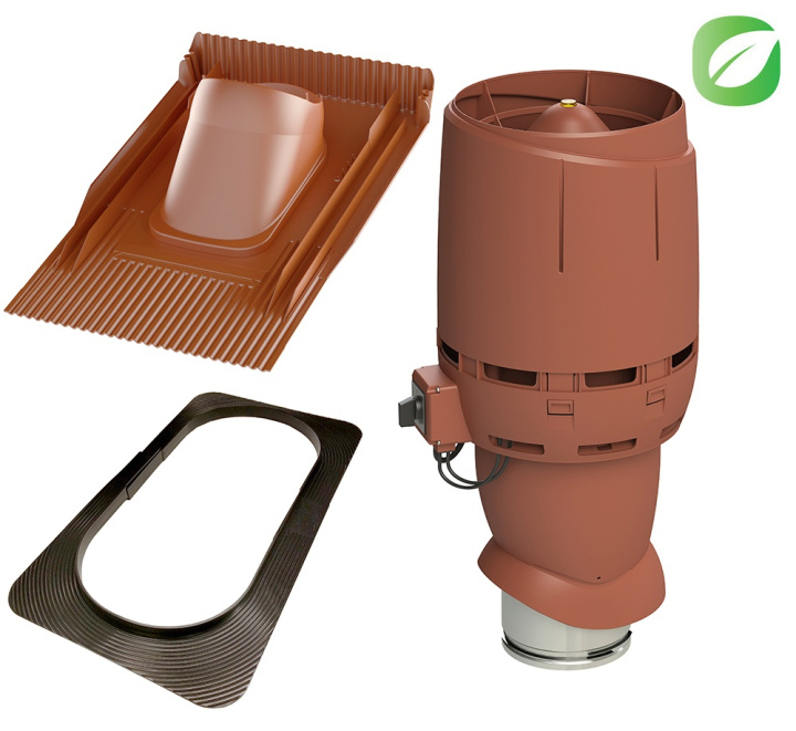 Vilpe Komplett paket: Takfläkt ECo160P Flow UNITILE, Tegelröd i gruppen Produkter / Ventilation / Vilpe produkter hos Norosteel AB (109063)