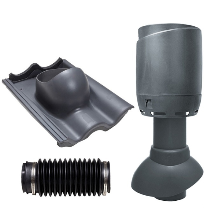 Vilpe Komplett paket: Avloppsluftare 110P Flow 2-kup Betong, Grå i gruppen Produkter / Ventilation / Vilpe produkter hos Norosteel AB (109064)