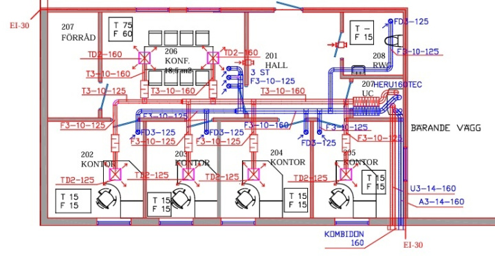 Ventilationssats FTX för bostäder upp till 170m² i gruppen Produkter / Ventilation / Kanalsystem hos Norosteel AB (109971)